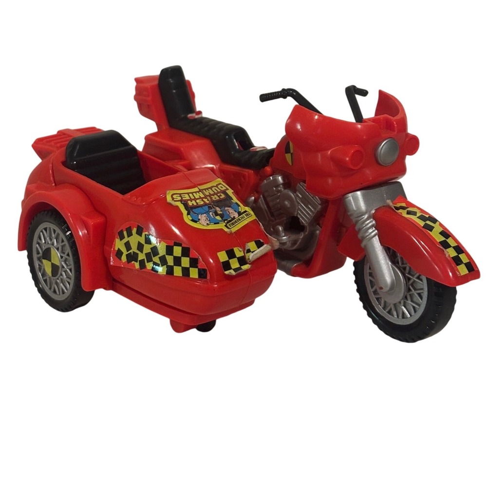 Tyco Incredible Crash Dummies Motorcycle with Sidecar Red Vintage Toy Good 1991